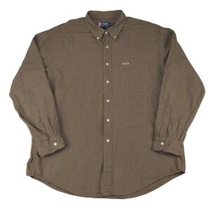 Chaps Ralph Lauren Men's XXL Brown Houndstooth Long Sleeve Button Down Shirt VTG